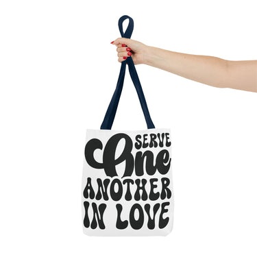 Faith Culture - Serve One Another in Love Christian Tote Bag - Inspirational Bible Verse Galatians 5:13