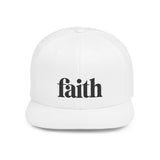 Faith Culture - Faith - Minimalist Christian Snapback Hat, Flat Bill Cap for Men and Women One size White