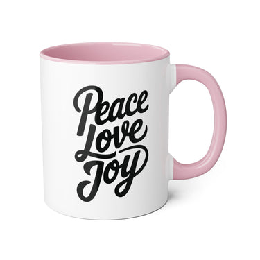 Faith Culture - Peace Love Joy - Christian Coffee Mug, 11oz Pink 11oz