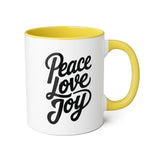 Faith Culture - Peace Love Joy - Christian Coffee Mug, 11oz Yellow 11oz
