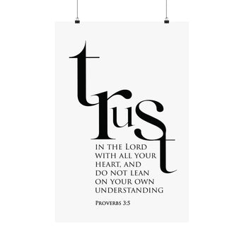 Faith Culture Heart Trust in the Lord Proverbs 3:5 Christian Matte Poster | Minimalist Scripture Wall Art Print