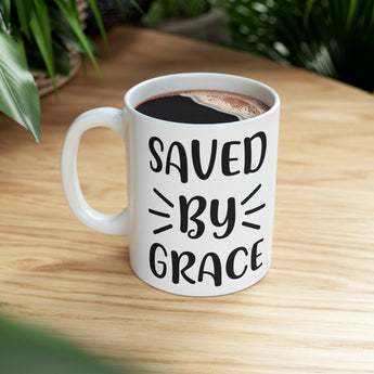 Faith Culture - Saved By Grace- Christian Ceramic Coffee Mug, 11oz