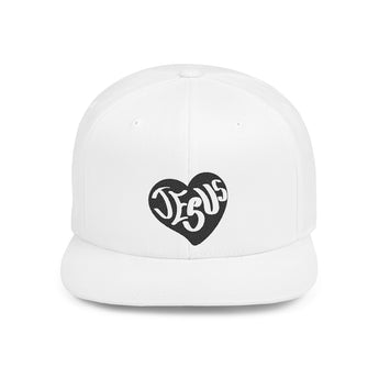 Faith Culture - Jesus Heart - Christian Snapback Hat, Flat Bill Cap for Men and Women One size White