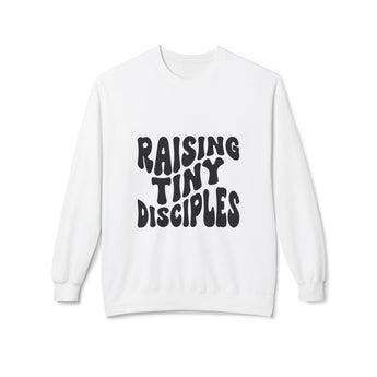 Faith Culture - Raising Tiny Disciples Christian Sweatshirt Inspiring Family Faith Pullover White