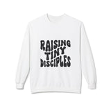 Faith Culture - Raising Tiny Disciples Christian Sweatshirt Inspiring Family Faith Pullover White
