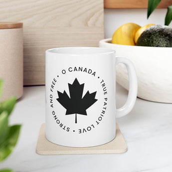 Faith Culture – O Canada True Patriot Love Mug – 11oz & 15oz | Minimalist Black Canadian Heritage Cup 11oz