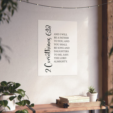 Faith Culture - Sons and Daughters Christian Poster 2 Corinthians 6:18 Scripture Wall Art 18″ x 24″ Matte