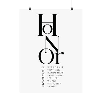 Faith Culture Honor Proverbs 31:31 Christian Matte Poster | Her Works Bring Praise Scripture Wall Art Print