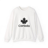 Faith Culture – Classic Black Maple Canada Crewneck Sweatshirt – White | Minimalist Canadian Statement Pullover White