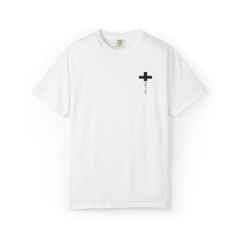 Faith Culture - John 3:16 Cross Garment Dyed T Shirt – White | Minimalist Christian Comfort Colors Tee