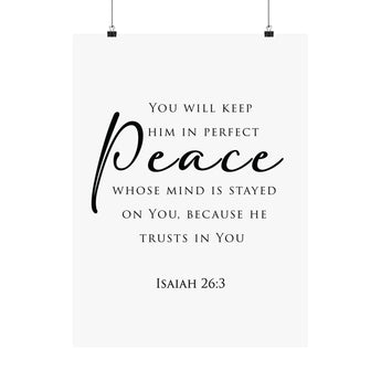 Faith Culture Perfect Peace Isaiah 26:3 Christian Matte Poster | Minimal Scripture Wall Art Print