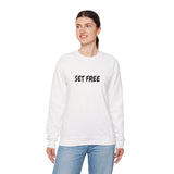 Faith Culture – Set Free Christian Crewneck Sweatshirt – White | Inspired by John 8:36