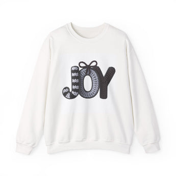 Faith Culture - JOY Knit Letters Christian Christmas Sweatshirt – White | Cozy Minimalist Holiday Crewneck