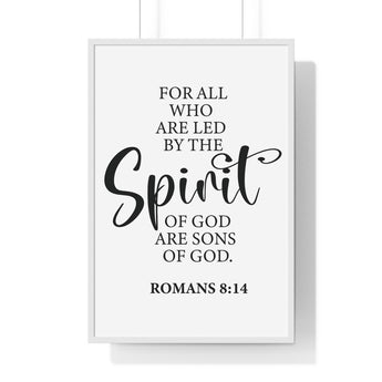 Faith Culture - Romans 8:14 Christian Scripture Wall Art Led by the Spirit of God 24″ x 36″ White
