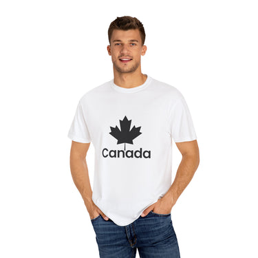 Faith Culture - Black Maple Leaf Canada Unisex T-Shirt – White | Minimalist Patriotic Tee