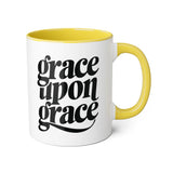 Faith Culture - Grace Upon Grace - Christian Accent Coffee Mug, 11oz Yellow 11oz