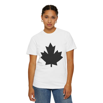 Faith Culture - Bold Black Maple Leaf Unisex T-Shirt – White | Minimalist Canadian Pride Tee White