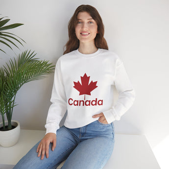 Faith Culture – Bold Maple Canada Crewneck Sweatshirt – White | Iconic National Pride Pullover White