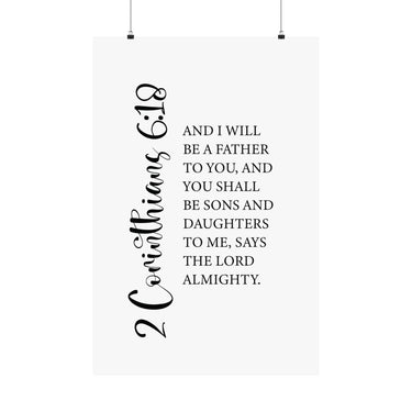 Faith Culture - Sons and Daughters Christian Poster 2 Corinthians 6:18 Scripture Wall Art 24″ x 36″ Matte