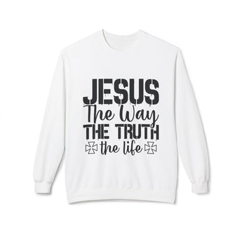 Faith Culture - Jesus The Way The Truth The Life Christian Sweatshirt Bible Verse Pullover for Men and Women White