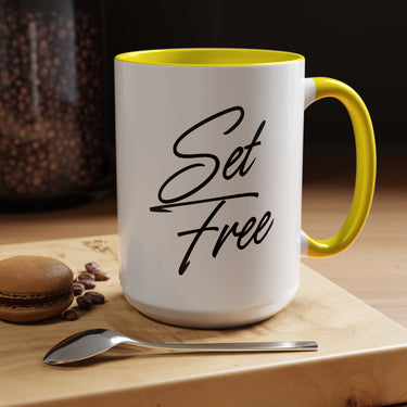 Faith Culture - Set Free Christian Accent Mug, 11oz & 15oz | Bold Freedom Mug 15oz Yellow