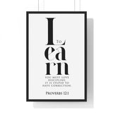 Wisdom's Path - Proverbs 12:1 - Christian Wall Art 20" x 30" Black