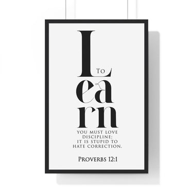 Wisdom's Path - Proverbs 12:1 - Christian Wall Art 20" x 30" Black
