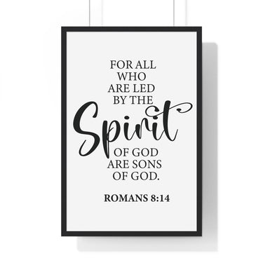 Faith Culture - Romans 8:14 Christian Scripture Wall Art Led by the Spirit of God 20" x 30" Black