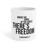 Where the Spirit Is There’s Freedom Christian Mug | 2 Corinthians 3:17 Scripture Gift 20oz White