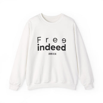 Free Indeed Abstract Christian Sweatshirt | John 8:36 Bible Verse Apparel White
