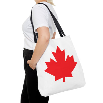 Faith Culture – Classic Red Maple Leaf Tote Bag | Timeless Canadian Icon Carryall 18" × 18'' Black