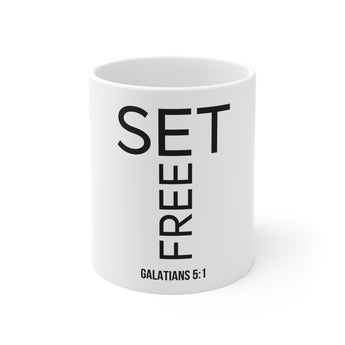 Set Free Christian Mug | Galatians 5:1 Bible Verse Gift 11oz White