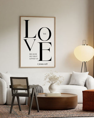 Beloved by God Wall Art | 1 John 4:19 Christian Decor