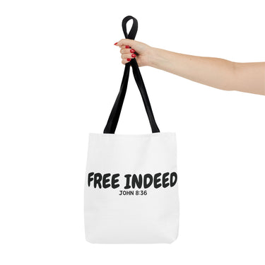 Faith Culture – Free Indeed Christian Tote Bag | John 8:36 Scripture Tote