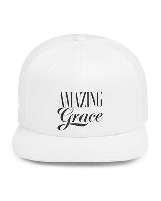 Faith Culture - Amazing Grace - Christian Snapback Hat, Flat Bill Cap for Men and Women One size White