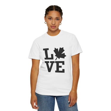 Faith Culture - LOVE Maple Leaf Unisex T-Shirt – White | Canada-Inspired Minimalist Tee