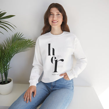 Front view of the God Is Within Her Christian sweatshirt
