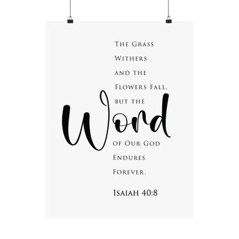 Faith Culture Word Isaiah 40:8 Christian Matte Poster | Bible Verse Wall Art Print
