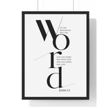 In the Beginning Was the Word framed Bible verse wall art inspired by John 1:1, black frame with black and white scripture typography