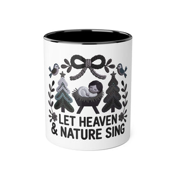 Faith Culture - Let Heaven and Nature Sing Christian Christmas Mug, 11oz | Baby Jesus Neutral Holiday Coffee Cup