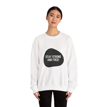 Faith Culture – Strong & Free Minimalist Maple Leaf Crewneck Sweatshirt – White | Cozy Canadian Pride Pullover