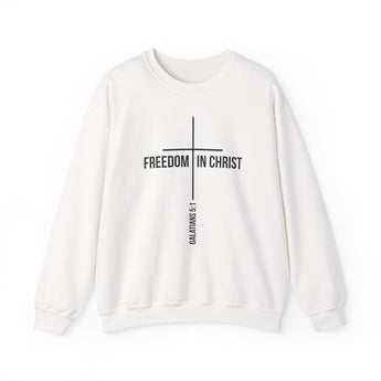 Freedom in Christ Christian Sweatshirt | Galatians 5:1 Scripture Apparel White