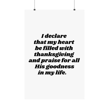 Faith Culture – Thanksgiving Declaration Wall Art Matte Poster – Christian Gratitude Home Decor