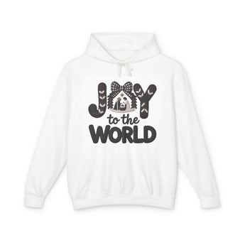 Faith Culture - Joy to the World Nativity Unisex Christian Hoodie – White | Knit Manger Scene Christmas Sweatshirt