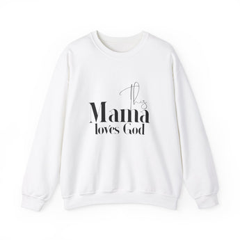Faith Culture - This Mama Loves God - Christian Unisex Heavy Blend™ Crewneck Sweatshirt