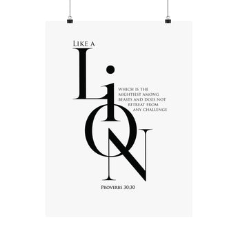 Faith Culture Like a Lion in You Proverbs 30:30 Christian Matte Poster | Minimalist Scripture Wall Art Print