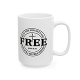 Faith Culture – Set Free John 8:36 Christian Coffee Mug – Bold Cross Scripture Design, 11oz & 15oz