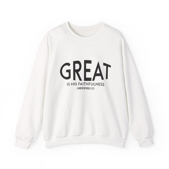 Great Is His Faithfulness Christian Sweatshirt | Lamentations 3:23 White