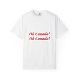 Faith Culture - Oh Canada! Red Text Unisex T-Shirt – White | Anthem-Inspired Patriotic Tee