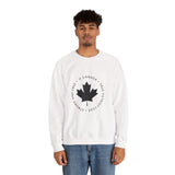 Faith Culture – O Canada Circle Maple Leaf Crewneck Sweatshirt – White | True North Canadian Pride Pullover
